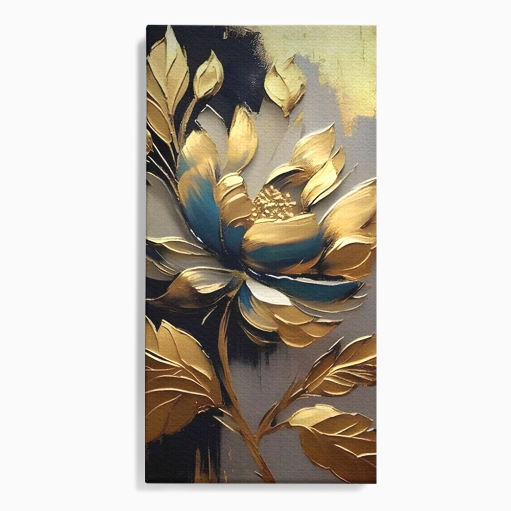 Tablou canvas cu tablou canvas cu floare aurie, fara rama, pe sasiu de lemn